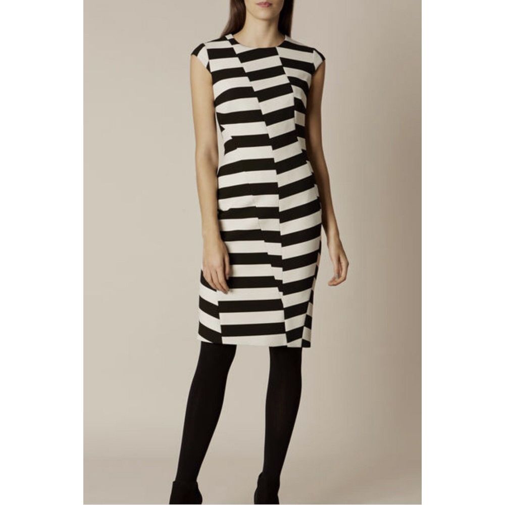 Karen Millen Block Stripe Cocktail Occasion Pencil Party‎ Dress 6 New